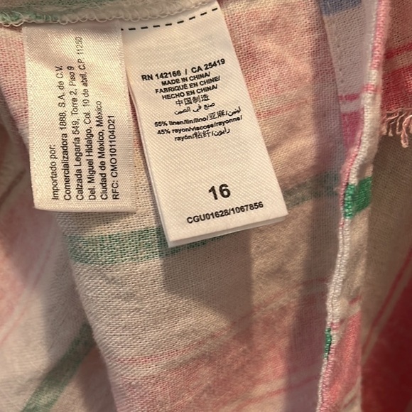 Habitual GIRL MULTI-COLOR LINEN STRIPED DRESS SIZE 16 - Picture 4 of 4